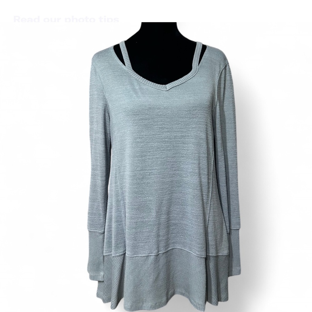 Cupio Light Blue V-Neck Long Sleeve and Straps Tunic M, Exellent Condition